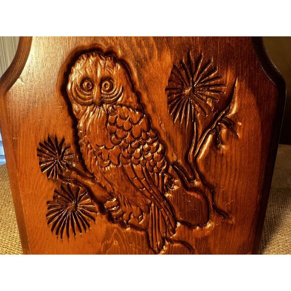 Book End Vintage Carved Owl on a Limb Stained Wood-Single Book End - Picture 6 of 8